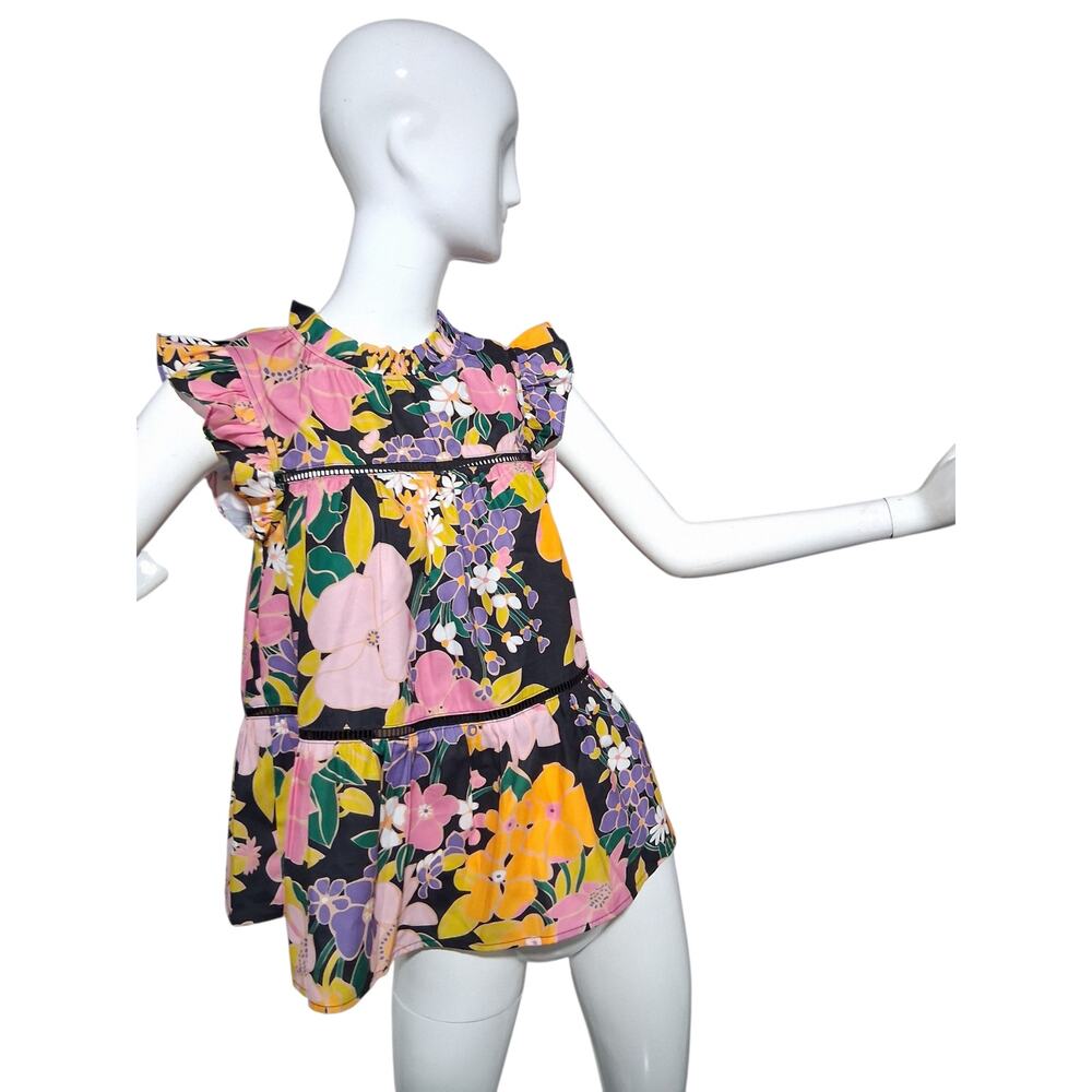 Jade Melody Tam Multi Floral Tiered Womens size XS Luxury Fairy Cottagecore Top